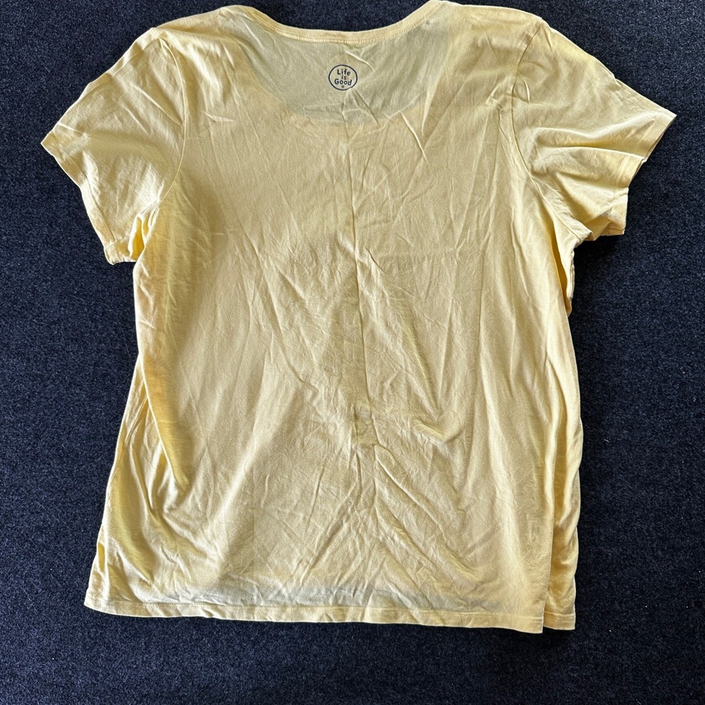 Life is Good Every Day Is Saturday Yellow Crusher Tee XXL Womens Graphic T-Shirt - Picture 2 of 5